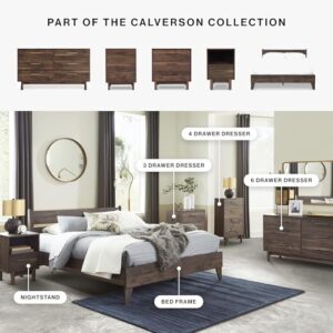 Signature Design by Ashley Calverson Contemporary 6 Drawer Dresser with Burnished Goldtone Pulls, Dark Brown