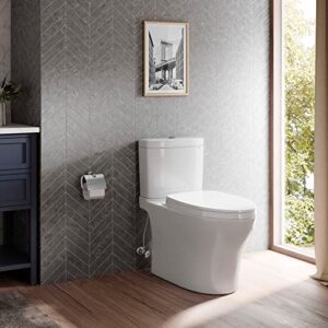 Toto TOTCST446CEMGN01 Aquia IV 0.9/1.28 GPF Dual Flush Two Piece Elongated Toilet with Push Button Flush Cotton