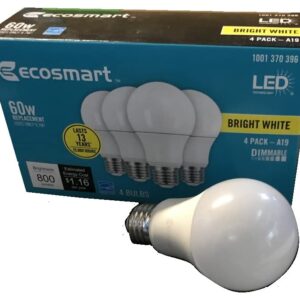 Led technology EcoSmart 60W Equivalent Bright White A19, Dimmable LED Light Bulb (16 Pack)