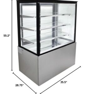 PEAKCOLD Refrigerated Glass Bakery Display Case; Floor Standing Cake Showcase with 3 Shelves; 36" W