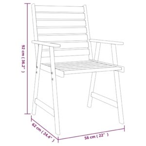 vidaXL - 3 Piece Patio Dining Set, Solid Acacia Wood, Square Table, Garden Dining Furniture, Outdoor/Indoor Use, Easy Assembly, Sturdy and Durable