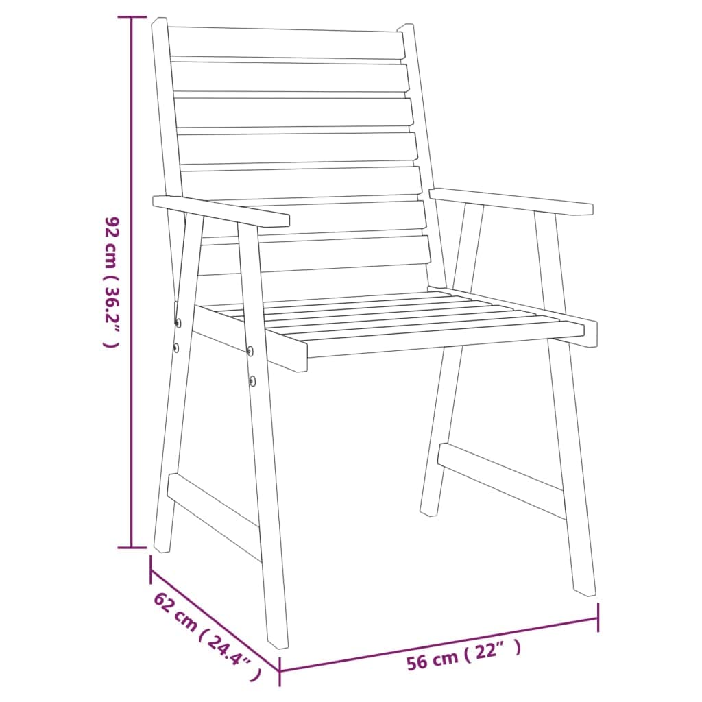 vidaXL - 3 Piece Patio Dining Set, Solid Acacia Wood, Square Table, Garden Dining Furniture, Outdoor/Indoor Use, Easy Assembly, Sturdy and Durable