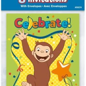 Unique Curious George Birthday Party Supplies Bundle Pack includes Party Invitations with Envelopes - 16 Count