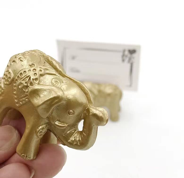 Bi-sonic lee 10 PCS Golden Elephant Table Card Holder,Name Card Holder,Place Card Holders, Table Number Holder，Photo Holders, Party Favors, Wedding Decorations (Golden Elephant)