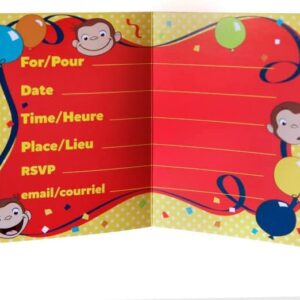 Unique Curious George Birthday Party Supplies Bundle Pack includes Party Invitations with Envelopes - 16 Count