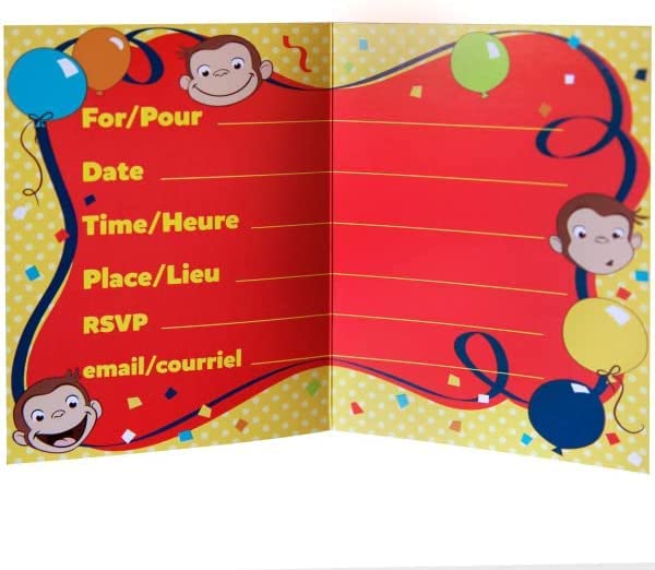 Unique Curious George Birthday Party Supplies Bundle Pack includes Party Invitations with Envelopes - 16 Count