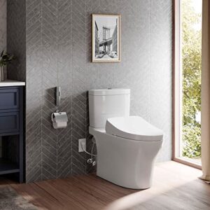 TOTO WASHLET+ Aquia IV Two-Piece Elongated Dual Flush 1.28 and 0.9 GPF Toilet with S500e Bidet Seat, Cotton White - MW4463046CEMFGN#01