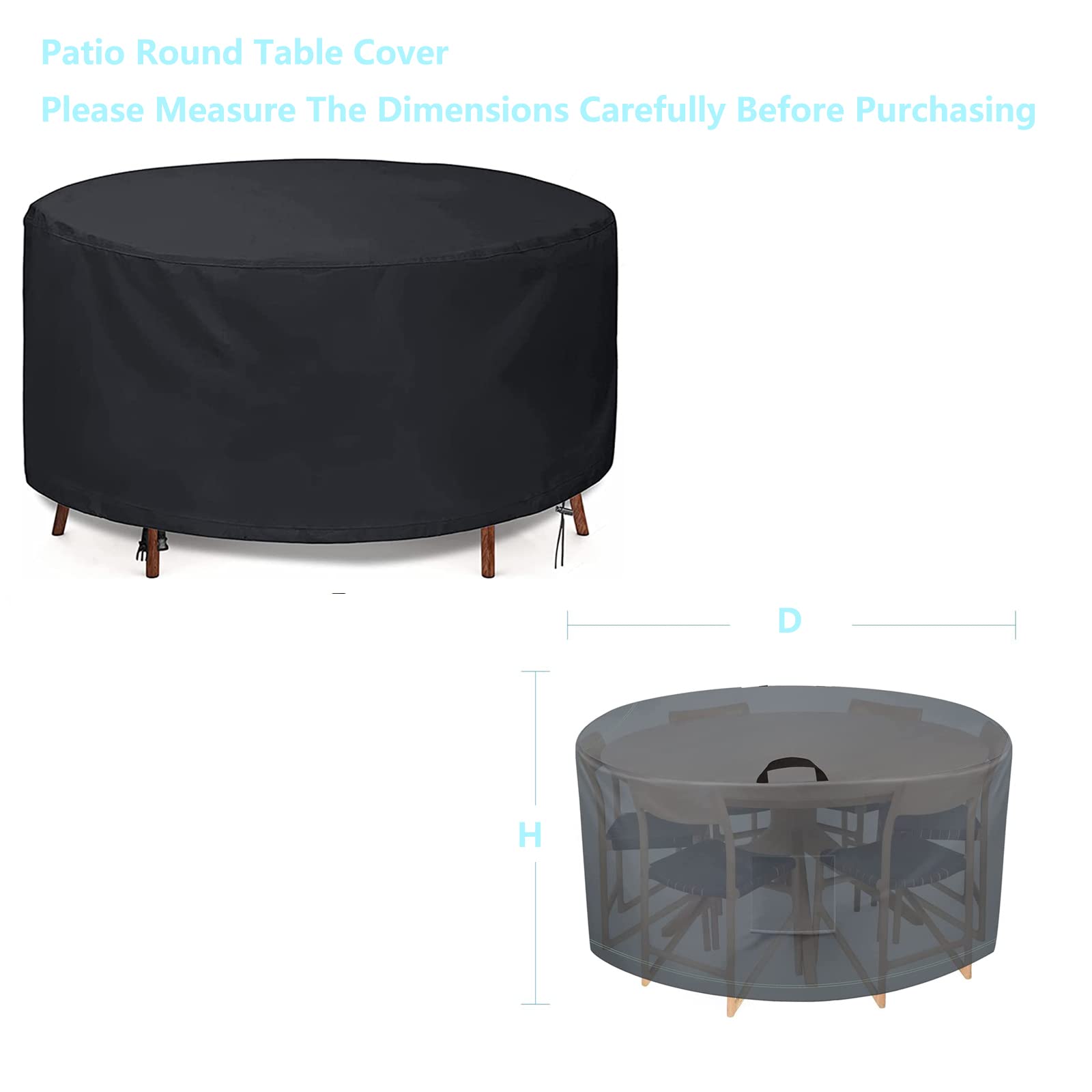 Outdoor Furniture Covers Round - Black, 39x33inch, Waterproof UV Resistant, 420D Tear-Resistant Patio Furniture Covers, Apply to Patio Covers for Outdoor Furniture & Dining Table and Chairs Set