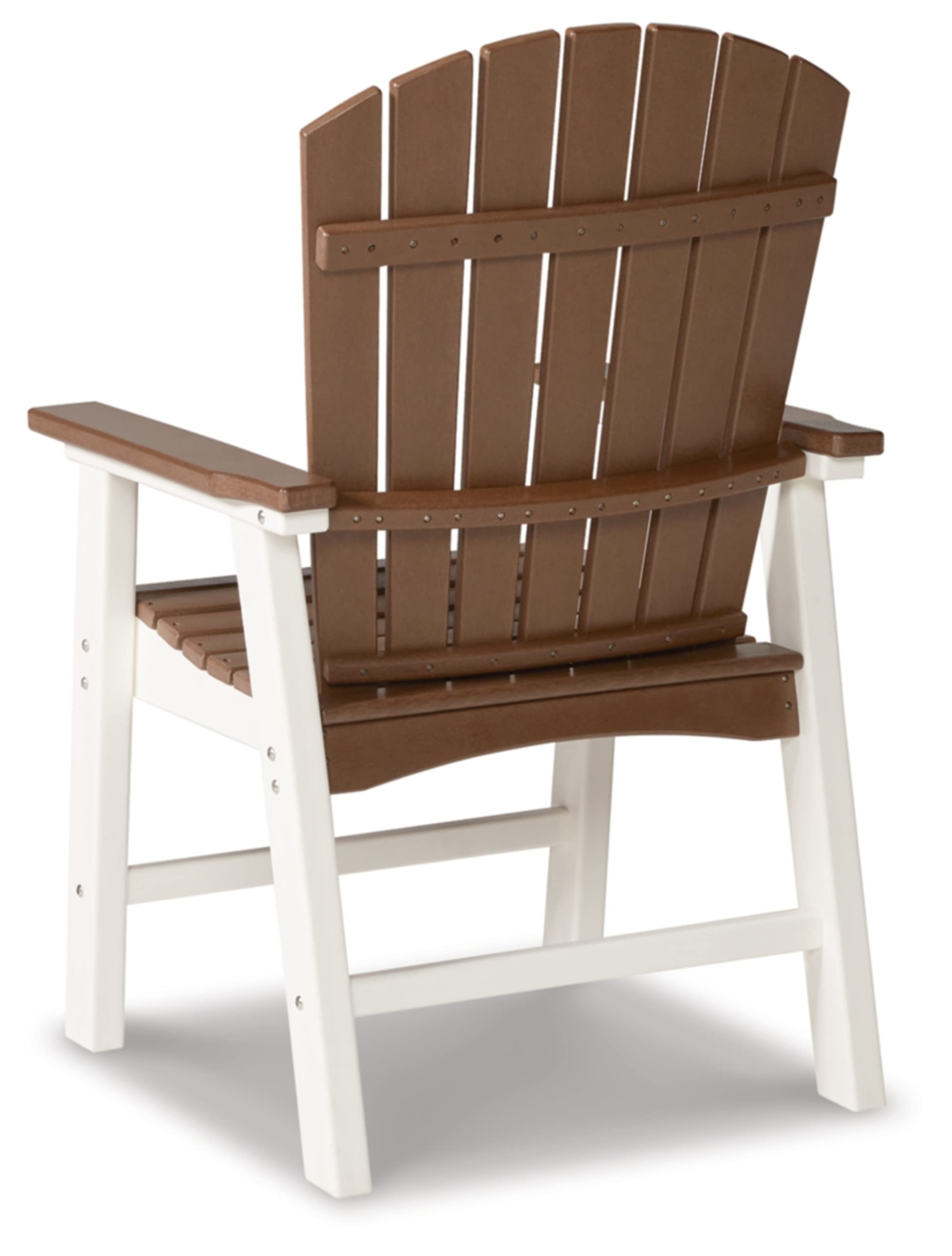 Signature Design by Ashley Genesis Bay Outdoor Dining HDPE Arm Chair, 2 Count, Brown & White