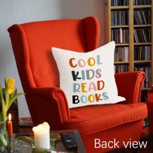 Rusenbao Classroom Reading Kids Decorative Pillows Covers for Bed 18x18, School Girl Style Classroom Decor, Toddler Reading Nook Nursery Decor Daycare for Couch Bedroom Book Corner Playroom