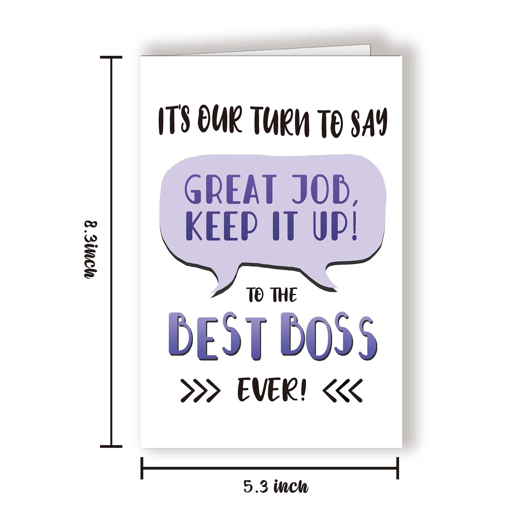 Longkado Funny Thank You Boss Day Card, Best Boss Ever Appreciate Birthday Card for Boss Manager Leader