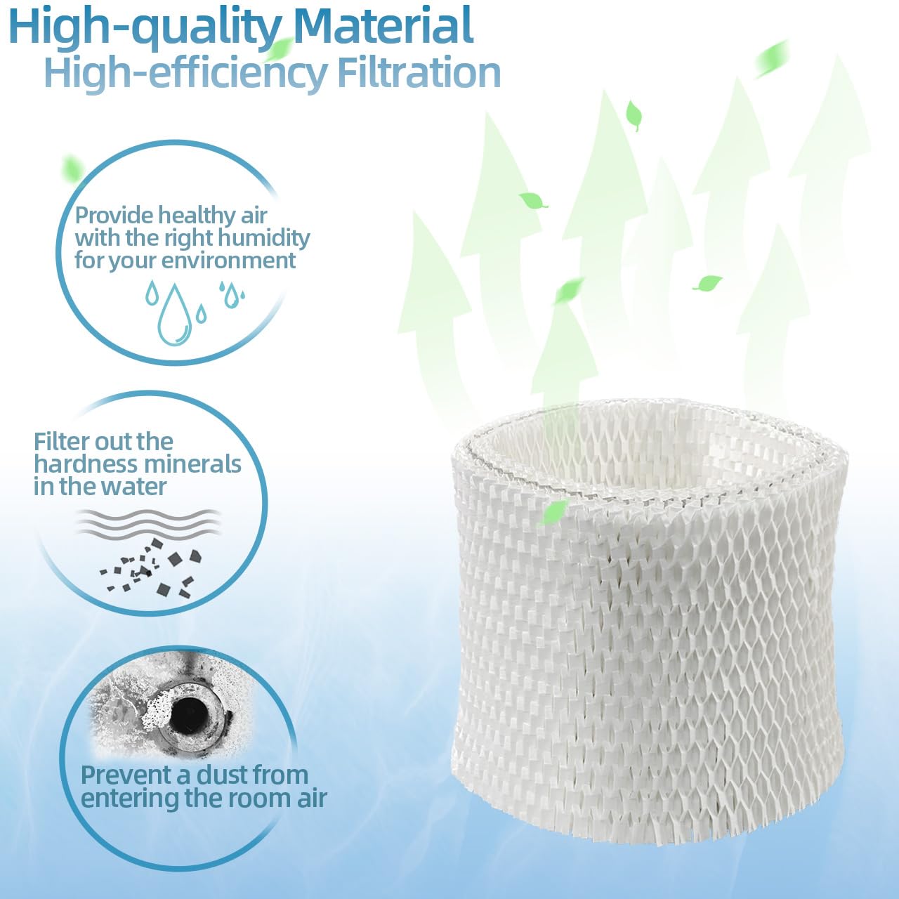 WF2 Humidifier Filter for Kaz Vicks - V3100 V3500 V3700 V3800 V3900 3020 Series, Protec PWF2 VEV400 Cool Mist Vaporizer Humidifiers (Pack of 4) White