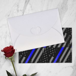 Greetings Cards With Envelopes Thin Blue Line Flag Police Unique Thank You Cards