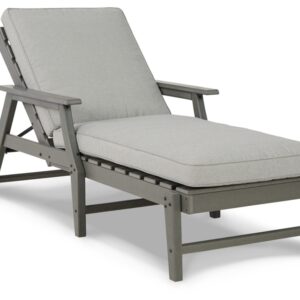 Signature Design by Ashley Visola Contemporary Outdoor Cushioned Chaise Lounge with Adjustable Backrest, Gray