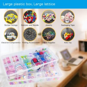 YUGOOD Large Clear Organizer Box,12 Grids Tackle Box Organizer with Removable Dividers for Bead Organizer Box Small Parts,Crafts(Size10.23 x 5.31 x 1.7in)