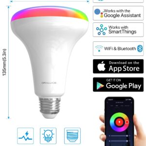 ORALUCE Smart BR30 Bulb, LED Flood Light Bulbs, Works with Alexa Google Assistant, 12W 100W Equivalent, 1280 Lumens, RGBCW 2700-6500K Color Changing Recessed Light Bulbs for Cans, E26 Base, 4 Pack