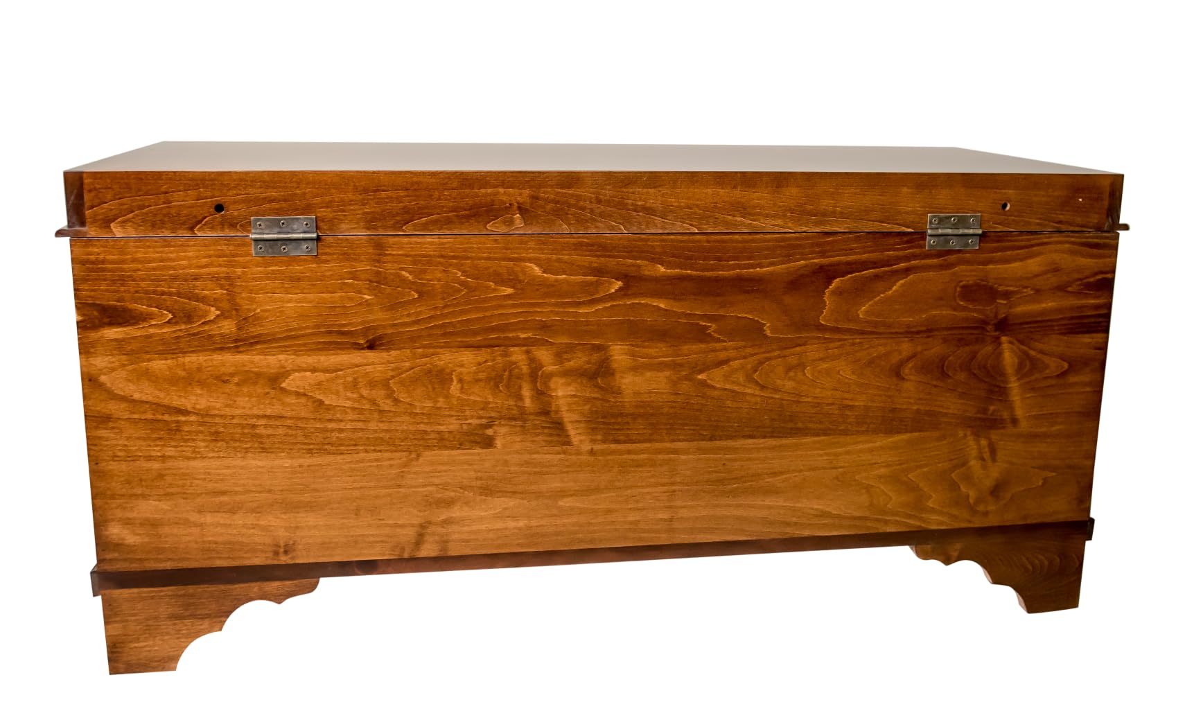 46" Cedar Hope Chest with Waterfall Top – Amish Cedar Chest w/Anti-Slam Hinges – Hope Chest with lock – Blanket Chest - Trunks for Blankets (Rustic Quartersawn Oak Wood, Asbury Stain, 46" Long)