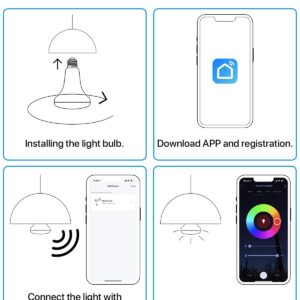 ORALUCE Smart BR30 Bulb, LED Flood Light Bulbs, Works with Alexa Google Assistant, 12W 100W Equivalent, 1280 Lumens, RGBCW 2700-6500K Color Changing Recessed Light Bulbs for Cans, E26 Base, 4 Pack