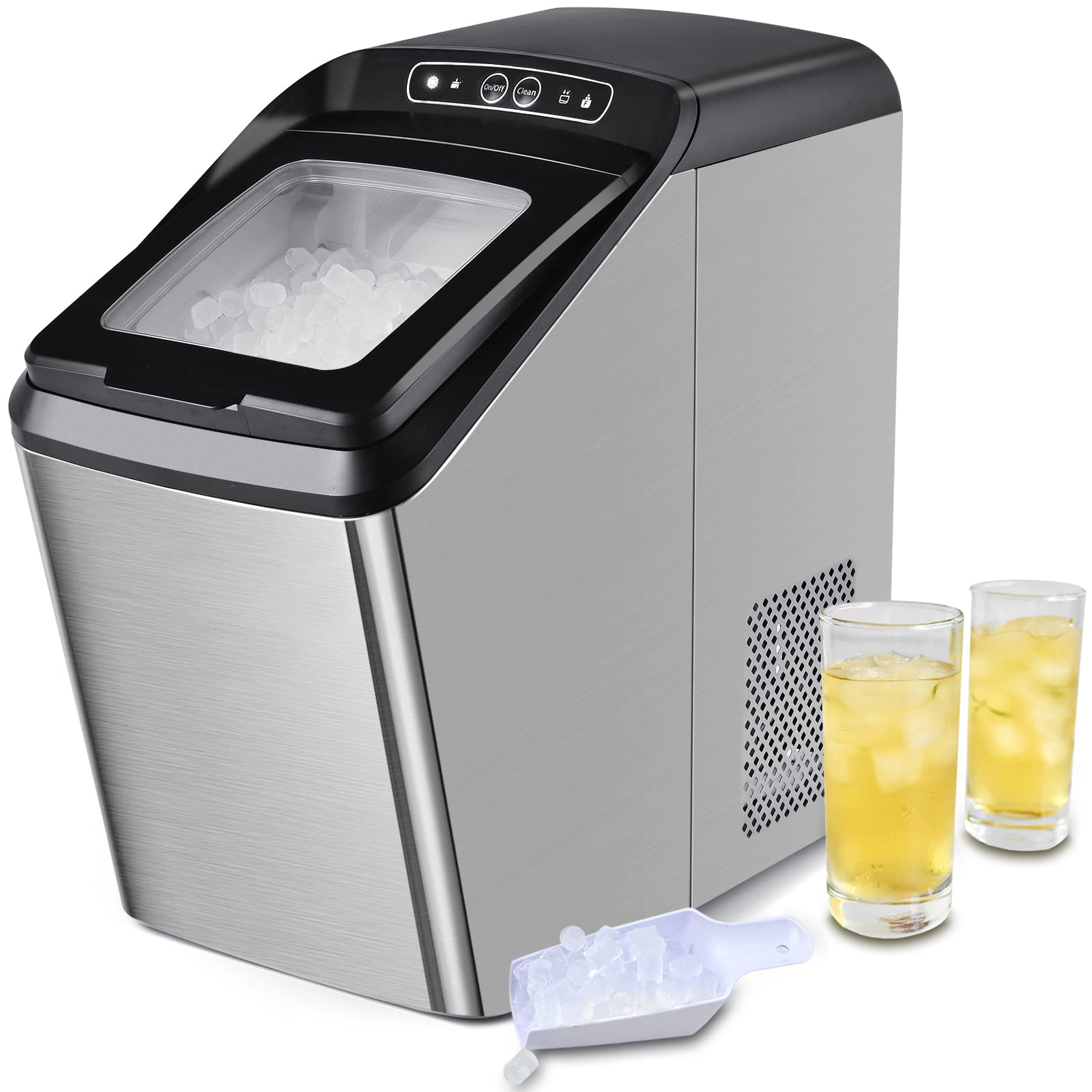 Nugget Ice Maker Machine Countertop 29Lbs/24H, ARLIME Sonic Ice Maker Self-Cleaning, Auto Water Refill, Portable Ice Machine with 3 Lbs Basket & Scoop, Crunchy Chewable Ice Maker for Home/Office/RV