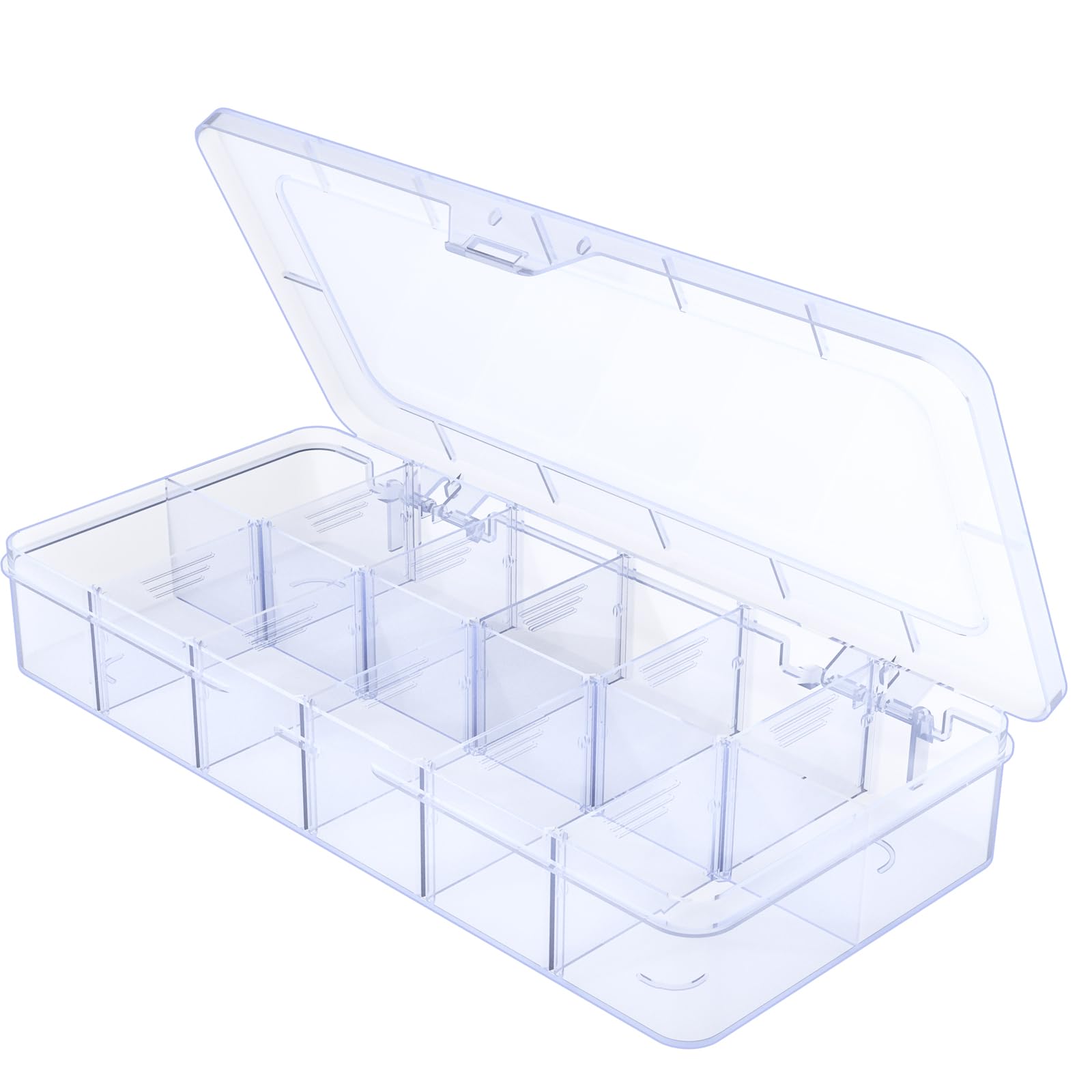 YUGOOD Large Clear Organizer Box,12 Grids Tackle Box Organizer with Removable Dividers for Bead Organizer Box Small Parts,Crafts(Size10.23 x 5.31 x 1.7in)