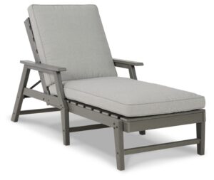 signature design by ashley visola contemporary outdoor cushioned chaise lounge with adjustable backrest, gray