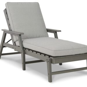 Signature Design by Ashley Visola Contemporary Outdoor Cushioned Chaise Lounge with Adjustable Backrest, Gray