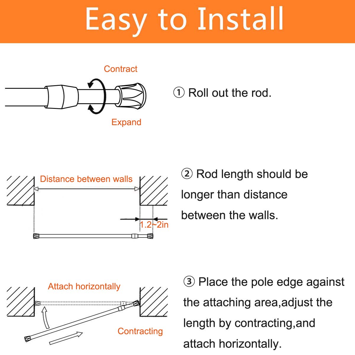 2 Pack Small Tension Rods 10 in to 15.7 Curtain Rods Window Rods in Extendable Width Spring Cupboard Bars for Kitchen Utensils, Closet, and Cabinet, Fit in The Spaces to Stay Up