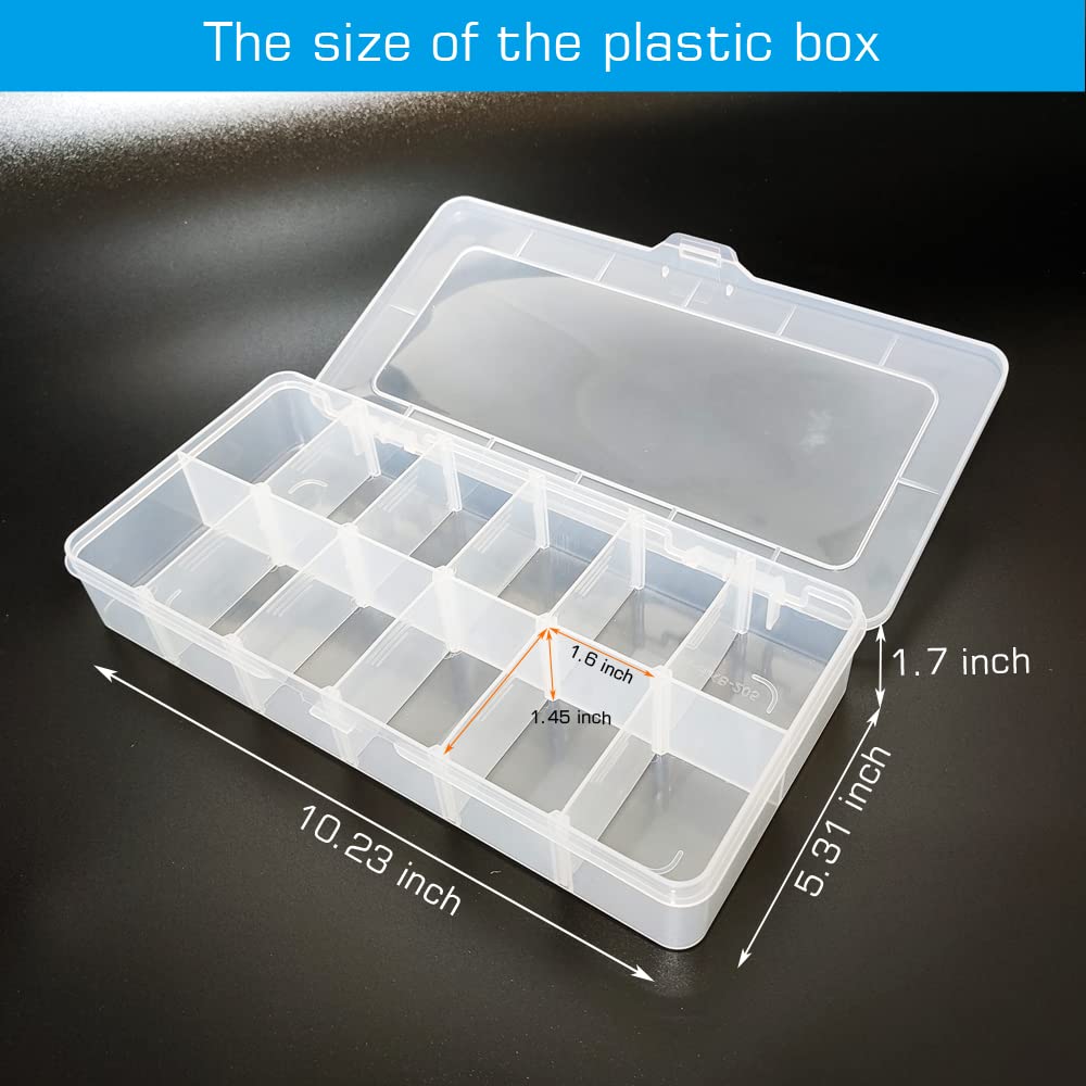 YUGOOD Large Clear Organizer Box,12 Grids Tackle Box Organizer with Removable Dividers for Bead Organizer Box Small Parts,Crafts(Size10.23 x 5.31 x 1.7in)