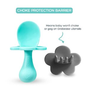 Grabease Baby Spoons Toddler Utensils Toddler Silverware Baby Utensils, BPA-Free & Phthalate-Free for Baby & Toddler, 2 Sets, Teal and Gray