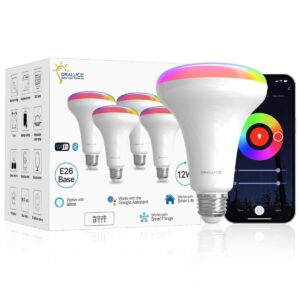 ORALUCE Smart BR30 Bulb, LED Flood Light Bulbs, Works with Alexa Google Assistant, 12W 100W Equivalent, 1280 Lumens, RGBCW 2700-6500K Color Changing Recessed Light Bulbs for Cans, E26 Base, 4 Pack