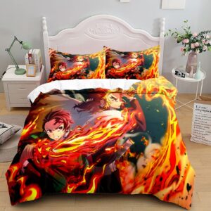 klekyes 3pcs anime bedding set,anime comforter duvet cover set twin full queen king size quilt cover for kids teens bedroom decoration (color 5, full79 x90)