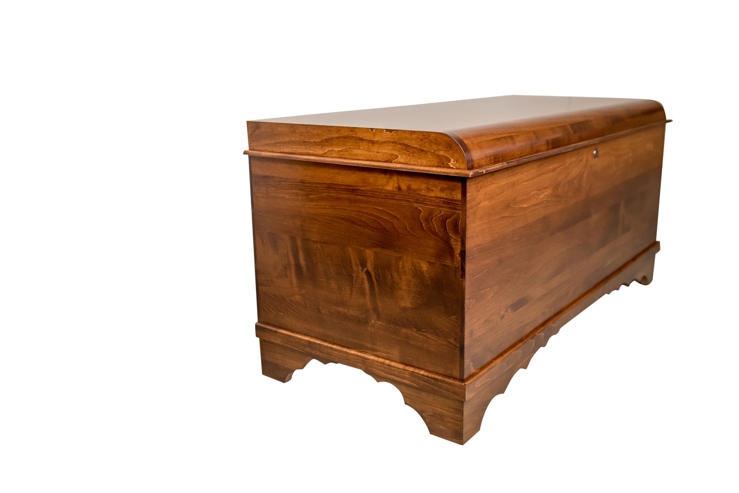 46" Cedar Hope Chest with Waterfall Top – Amish Cedar Chest w/Anti-Slam Hinges – Hope Chest with lock – Blanket Chest - Trunks for Blankets (Rustic Quartersawn Oak Wood, Asbury Stain, 46" Long)