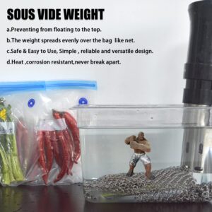 Sous Vide Weights 1LB,Food Grade 316 Stainless Steel Sinker Weight Net for Sous Vide Cooking,Reusable Sous Vide Cooking Accessory, Keep Food Submerged with 4pcs S Hooks