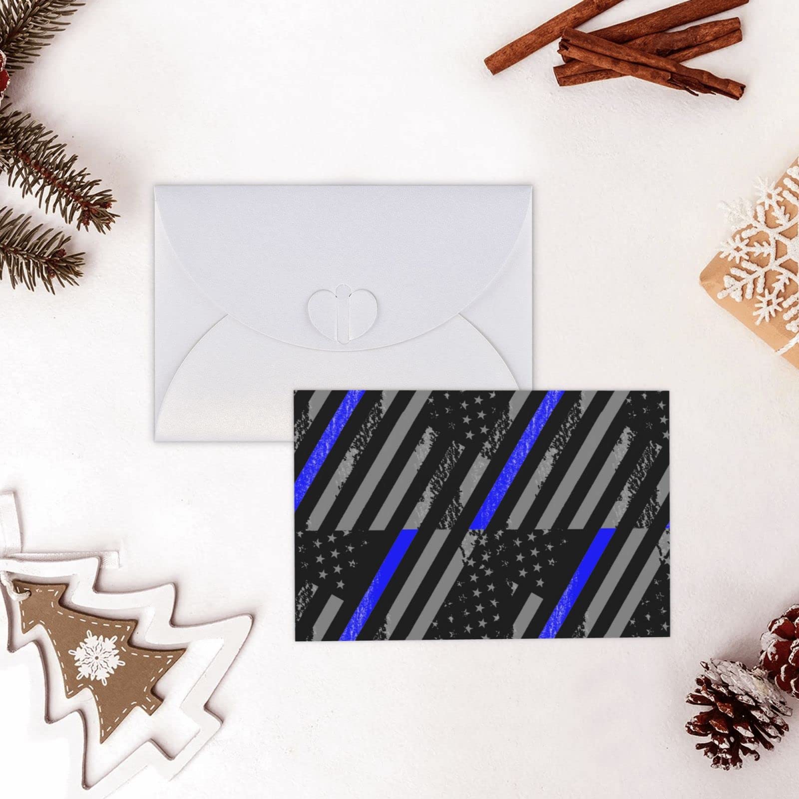 Greetings Cards With Envelopes Thin Blue Line Flag Police Unique Thank You Cards