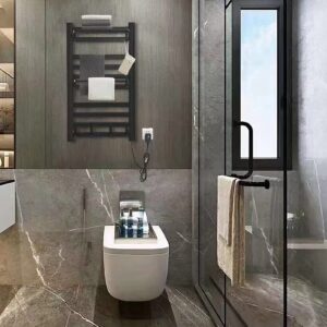 KUYT Bathroom Electric Heated Towel Rack with Timer Towel Warmer, Heating Panel Fast Warming up Heated Towel Rail Polished Bathroom Pools Kitchen Gyms/Grey