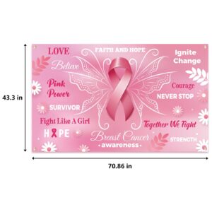 Breast Cancer Awareness Backdrop Decorations - Pink Ribbon Banner Charity Activities Party Supplies Ornaments