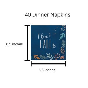 Navy Blue Fall Plates and Napkins Party Supplies - Disposable Blue Paper Dinnerware for 40 Guests for Birthday, Thanksgiving, Wedding, Bridal Shower Party Decorations