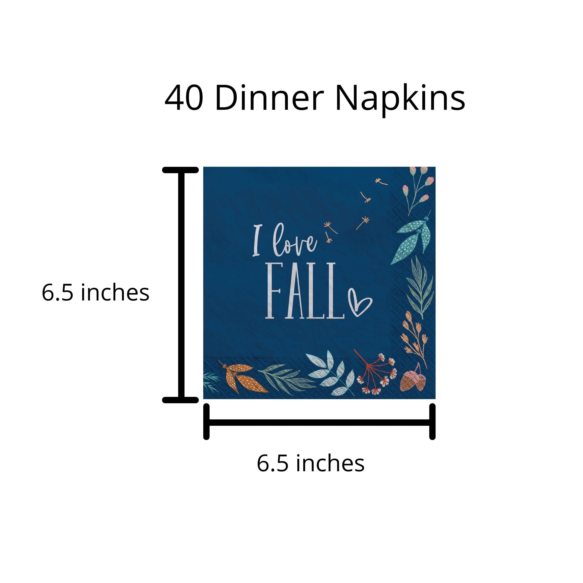 Navy Blue Fall Plates and Napkins Party Supplies - Disposable Blue Paper Dinnerware for 40 Guests for Birthday, Thanksgiving, Wedding, Bridal Shower Party Decorations