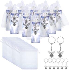 Nosiny 108 Pieces Funeral Favors Thank You Set Includes 36 Angel Keychains 36 Organza Bags 36 Miss Me But Let Me Go Prayer Cards Angel Charm Guest Gift for Celebration of Life Funeral Memorial Party