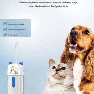 Fumzen Cordless Water Flosser Dental Care for Pets Portable Water Teeth Cleaner for Dogs Oral Irrigator with 3 Modes 2 Jet Tips IPX7 Waterproof Pets Cats Dogs Teeth Cleaning (Blue)