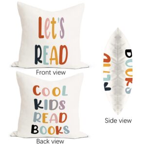 Rusenbao Classroom Reading Kids Decorative Pillows Covers for Bed 18x18, School Girl Style Classroom Decor, Toddler Reading Nook Nursery Decor Daycare for Couch Bedroom Book Corner Playroom