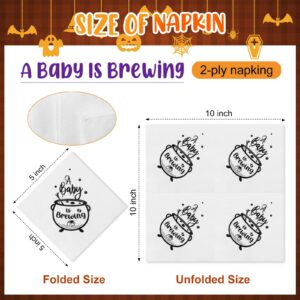 Halloween Baby Shower Napkins, A Baby is Brewing Baby Shower Decorations Halloween Baby Napkins Shower Gender Reveal Party Decorations Halloween Baby Shower Disposable Napkins 5 x 5 In (100 Pcs)