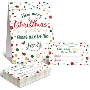 christmas party game how many kisses bridal shower game wedding shower decorations including 1 standing sign and 50 guess how many cards for christmas party bridal shower wedding festive holiday