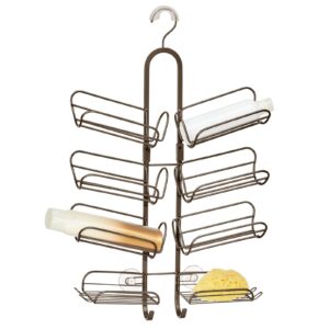 mDesign Hanging Metal Shower Caddy - Bottle Organizer Shelves with Hooks for Shower - Bath, Bathroom Hanging Shower Caddy Rack for Shampoo - Shower Hanging Organizer - Concerto Collection - Bronze