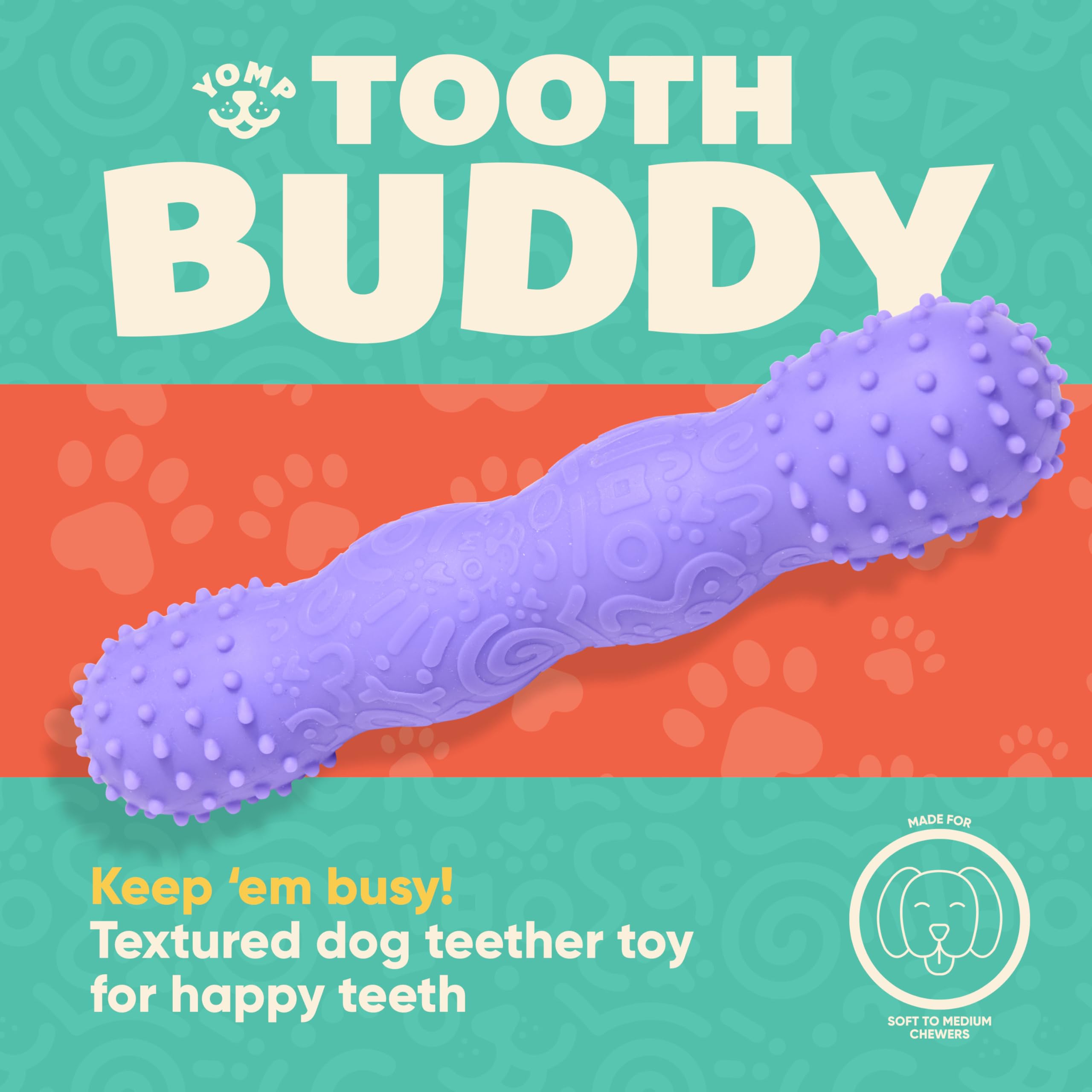 Yomp ToothBuddy Dog Dental Chew Toy - Dog Teething Toy for Soft & Medium Chewers - Dog Toy Bone - Chewing Toy for Dogs - Pet-Safe, Non-Toxic Silicone Dog Toy