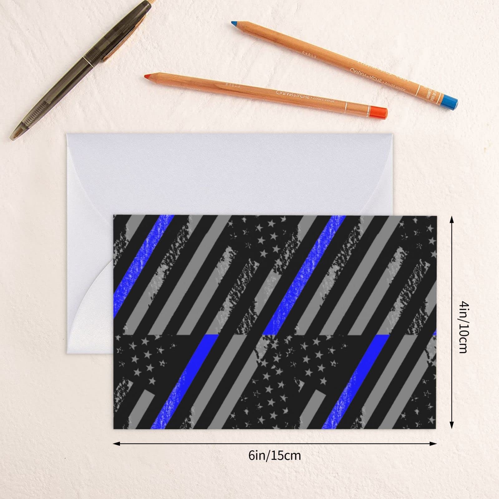 Greetings Cards With Envelopes Thin Blue Line Flag Police Unique Thank You Cards