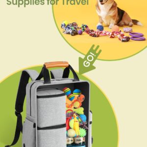 Dog Travel Bag, Airline Approved Organizer Backpack with Multi-Function Pockets, 25L Accessories Set with 2 Food Storage Containers, 2 Foldable Bowls for Weekend