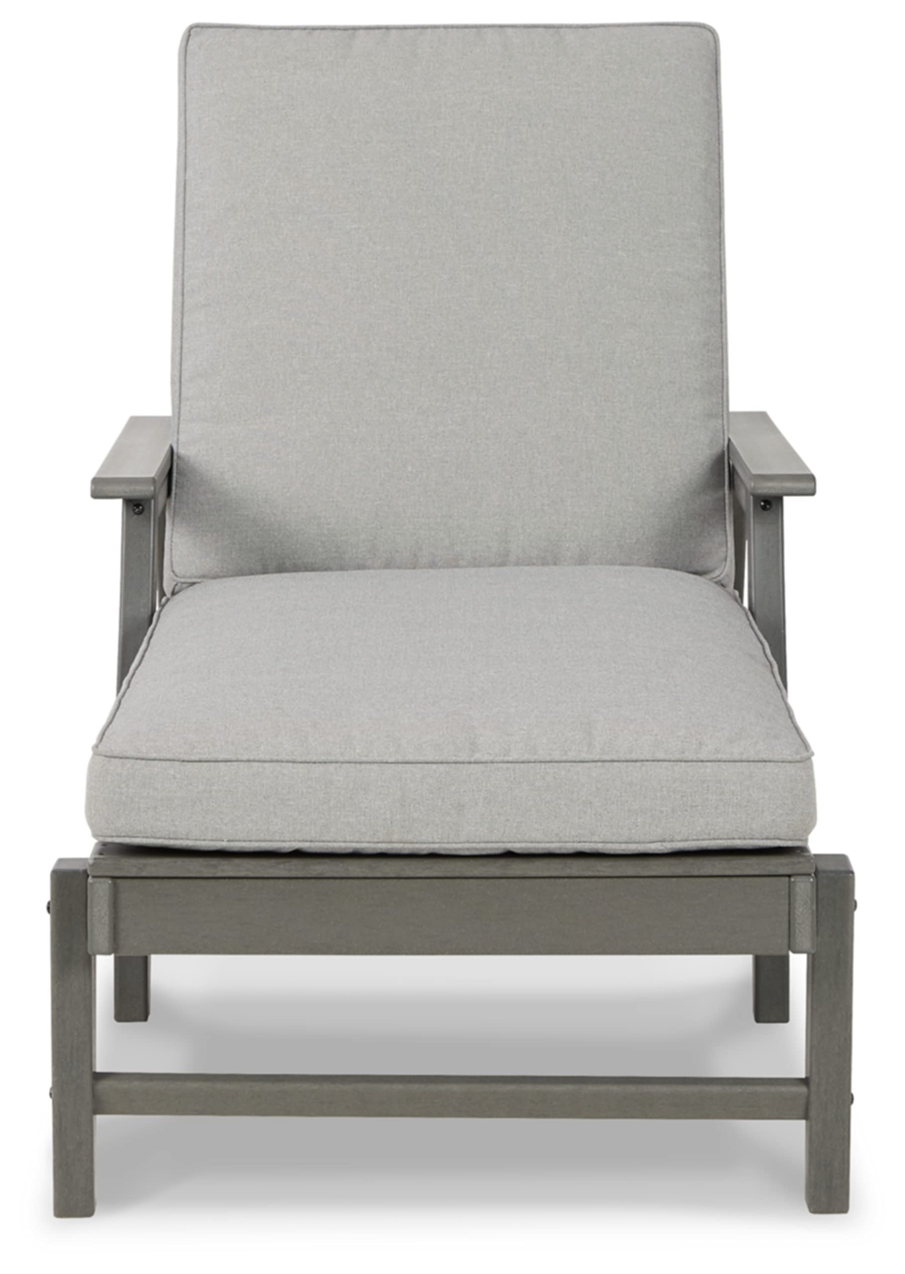 Signature Design by Ashley Visola Contemporary Outdoor Cushioned Chaise Lounge with Adjustable Backrest, Gray