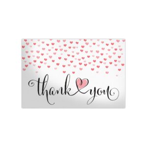 pro supply global (50) count of 4x6 fading hearts thank you insert cards