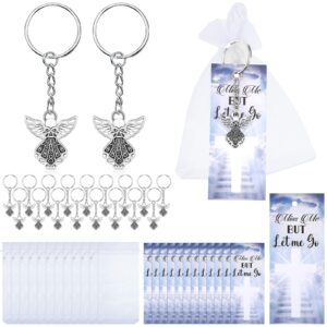 nosiny 108 pieces funeral favors thank you set includes 36 angel keychains 36 organza bags 36 miss me but let me go prayer cards angel charm guest gift for celebration of life funeral memorial party